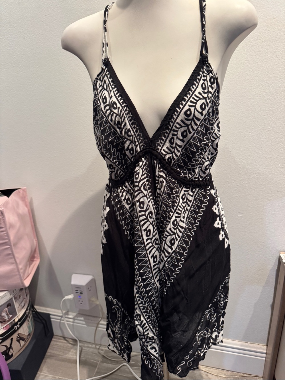 Black and White Patterned Women's Sundress